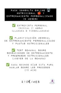 Consulta online. Nutricion y entrenamiento. Lidia Bastian