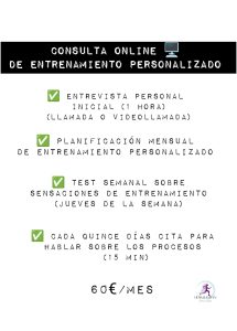 Consulta online. Nutricion y entrenamiento. Lidia Bastian