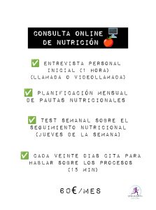 Consulta online. Nutricion y entrenamiento. Lidia Bastian